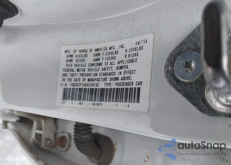 2014 Honda Accord Lx from USA, damaged, VIN 1HGCR2F34EA206182
